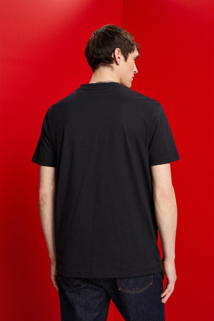 T-shirt à encolure en V, coton Pima, BLACK, detail image number 3