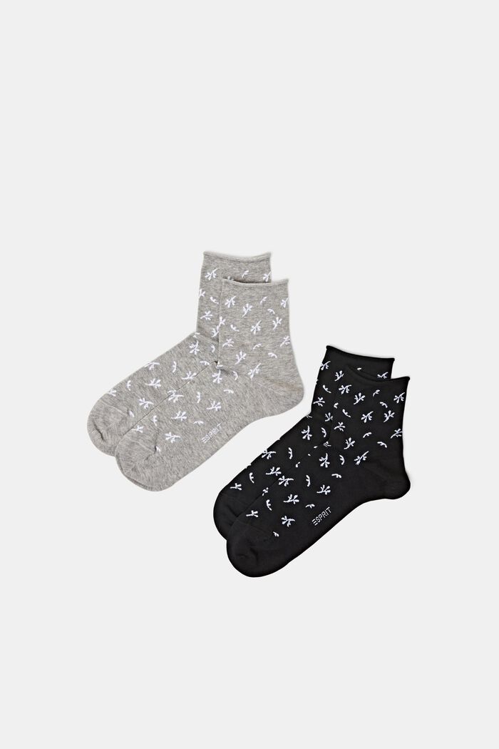 Lot de 2 paires de chaussettes en coton imprimées, GREY/BLACK, detail image number 0