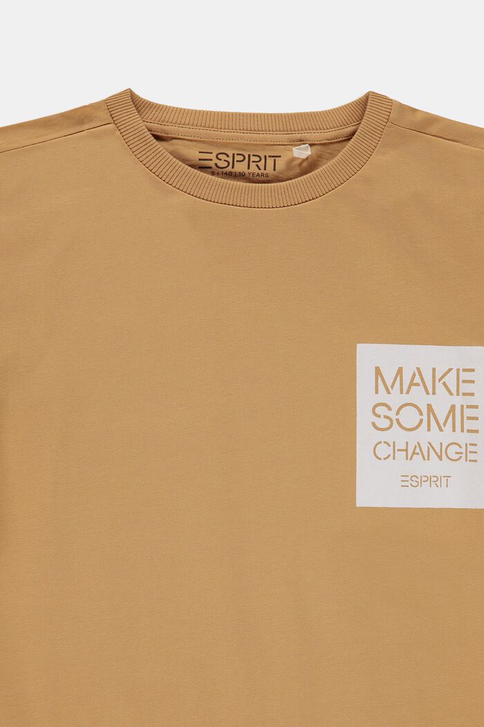 T-shirt manches longues à imprimé, 100 % coton, CARAMEL, detail image number 2