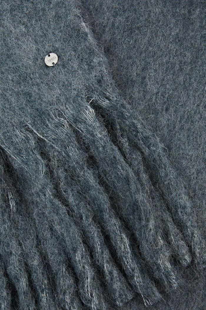 Écharpe en maille à franges, PETROL BLUE, detail image number 1