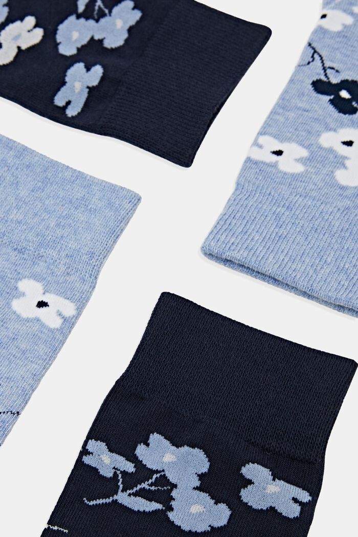 Lot de 2 paires de chaussettes à motif à fleurs, LIGHT BLUE/NAVY, detail image number 1