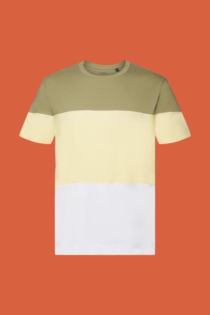 T-shirt color block, 100 % coton, LIGHT KHAKI, detail image number 5