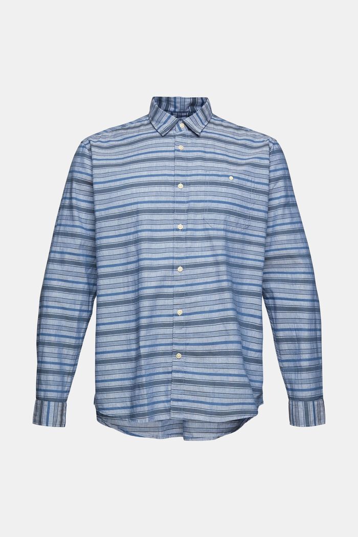 À teneur en lin : la chemise à rayures, BLUE, overview