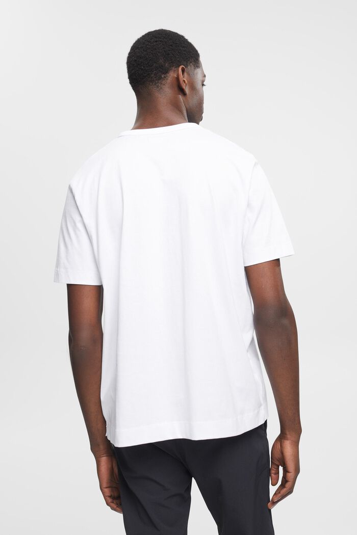 T-shirt en coton à imprimé sur la poitrine, WHITE, detail image number 3