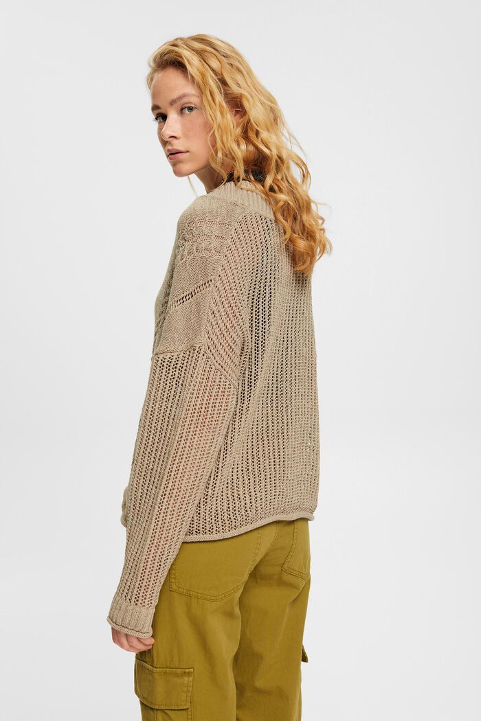 Pull-over en maille pointelle, PALE KHAKI, detail image number 3