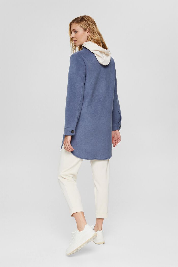 Veste de style chemise en laine mélangée, GREY BLUE, detail image number 3