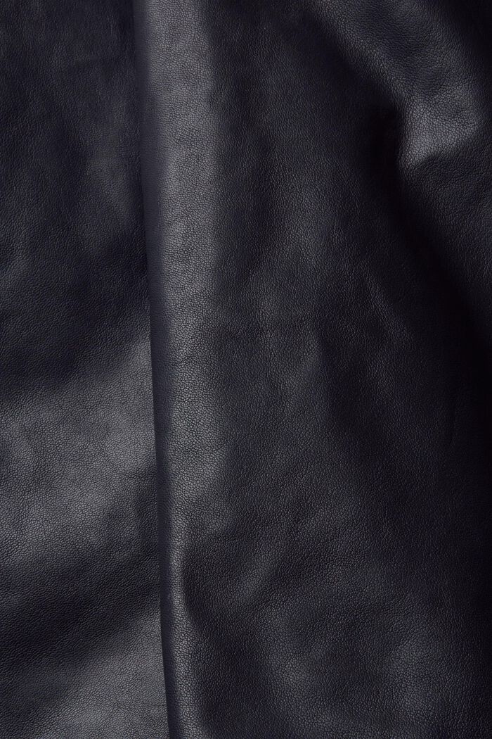 Veste en cuir à col en maille côtelée, NAVY, detail image number 5