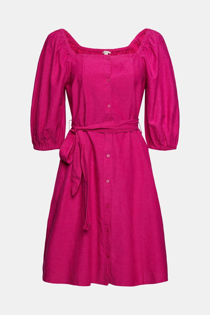 À teneur en lin : la robe à patte de boutonnage, PINK FUCHSIA, detail image number 5
