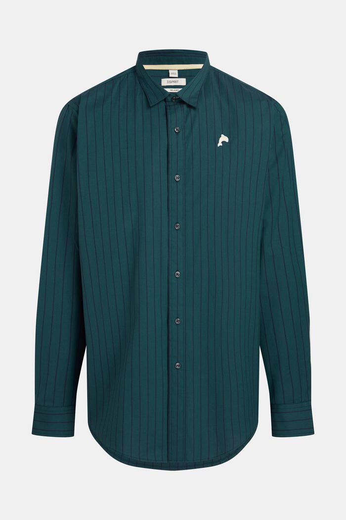 Chemise Relaxed Fit en popeline à rayures, TEAL BLUE, detail image number 5