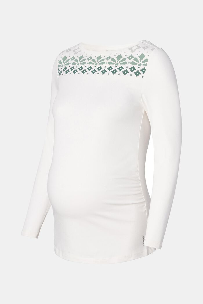 T-shirt à manches longues et imprimé en coton biologique, OFF WHITE, detail image number 4