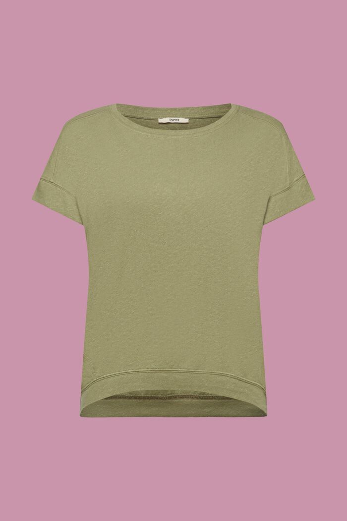 T-shirt en mélange de coton et lin, LIGHT KHAKI, detail image number 6