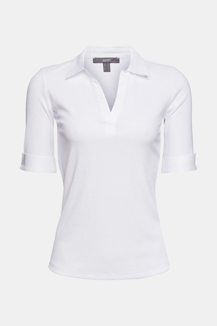 T-shirt en mélange de matières à teneur en LENZING™ ECOVERO™, WHITE, overview