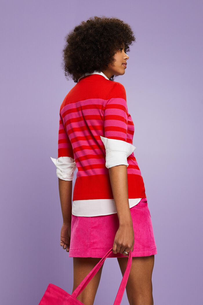 Sweat-shirt rayé à col ras-du-cou, RED, detail image number 4