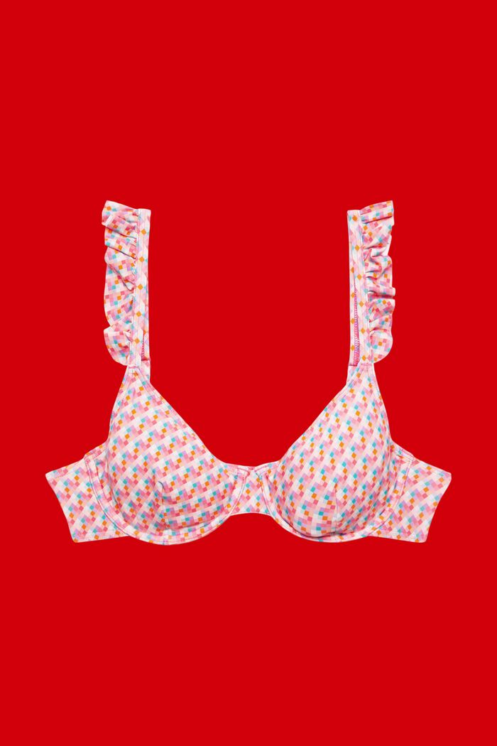 Haut de bikini à armatures animé d’un motif géométrique, PINK FUCHSIA, detail image number 3