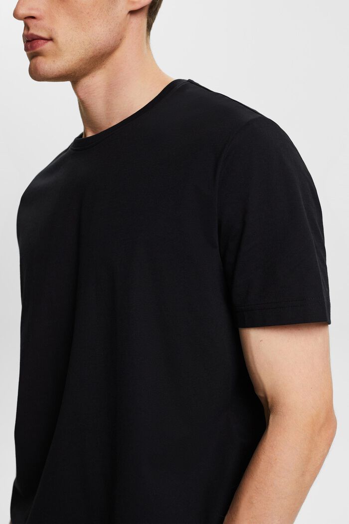 T-shirt col ras-du-cou en jersey de coton Pima, BLACK, detail image number 2