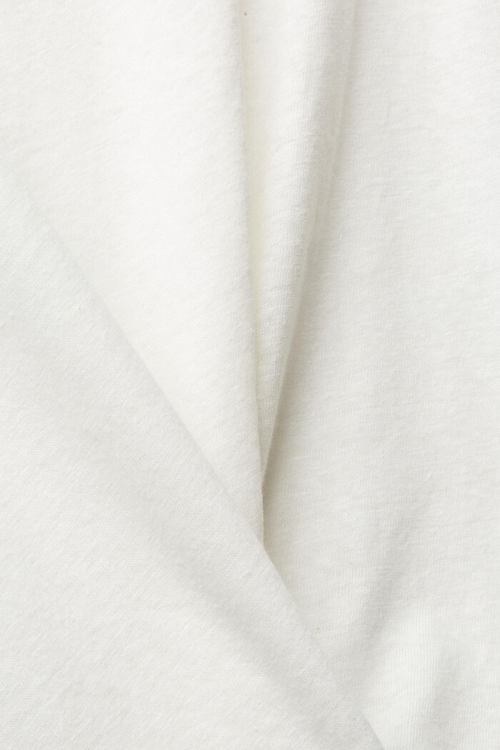 Modèle CURVY à teneur en lin : t-shirt basique, OFF WHITE, detail image number 4