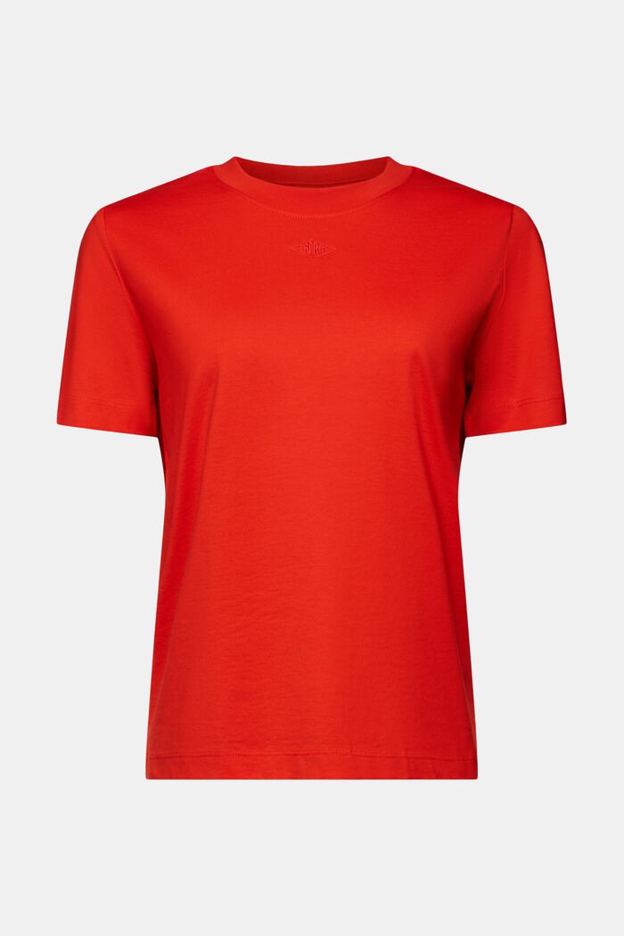 T-shirt à logo brodé en coton Pima, RED, detail image number 6