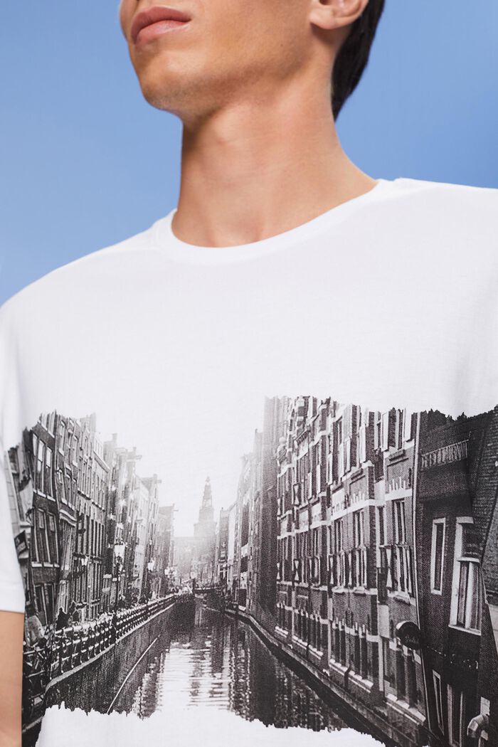 T-shirt à encolure ronde orné d’un imprimé, 100 % coton, WHITE, detail image number 2
