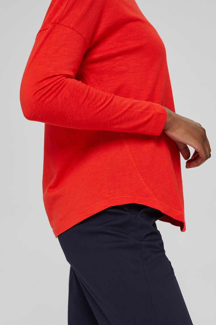 T-shirt à manches longues à poche, coton biologique mélangé, ORANGE RED, detail image number 5