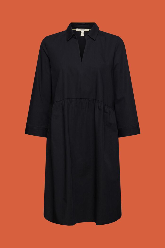 Robe de coupe trapèze en coton biologique, BLACK, detail image number 5