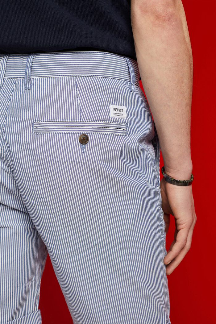 Short chino rayé, 100 % coton, BLUE, detail image number 4