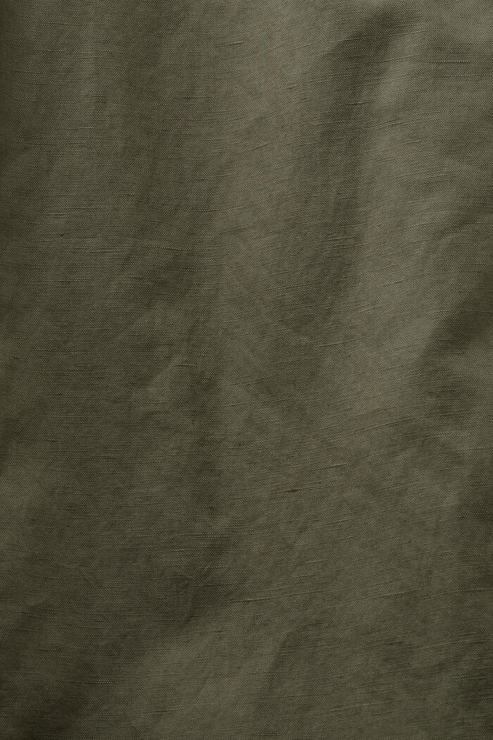 Jupe-culotte cropped en coton et lin, DARK KHAKI, detail image number 6