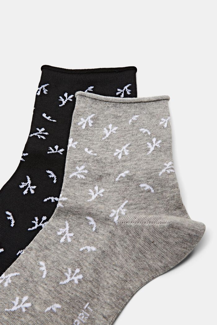 Lot de 2 paires de chaussettes en coton imprimées, GREY/BLACK, detail image number 2