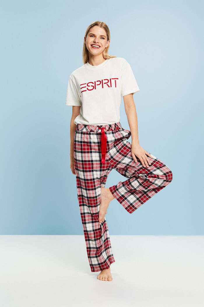 Pantalon de pyjama à carreaux en flanelle, NEW RED, detail image number 1