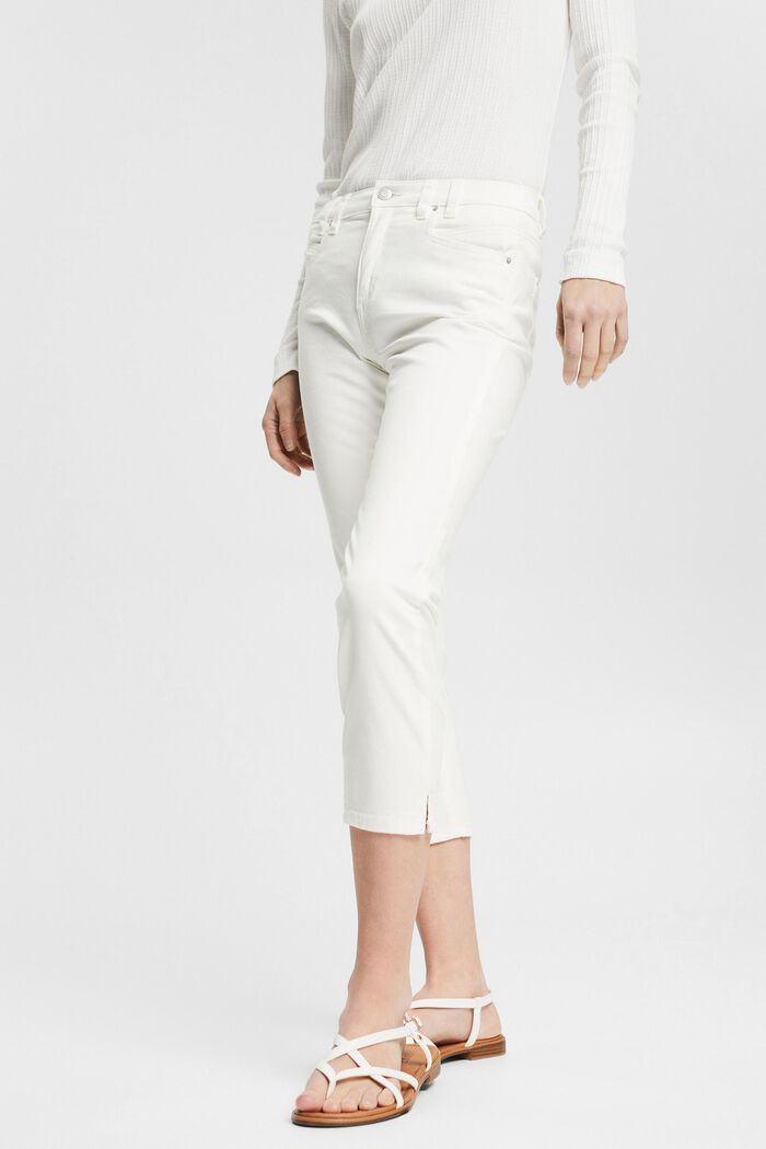 Pantalon stretch longueur corsaire, WHITE, detail image number 0