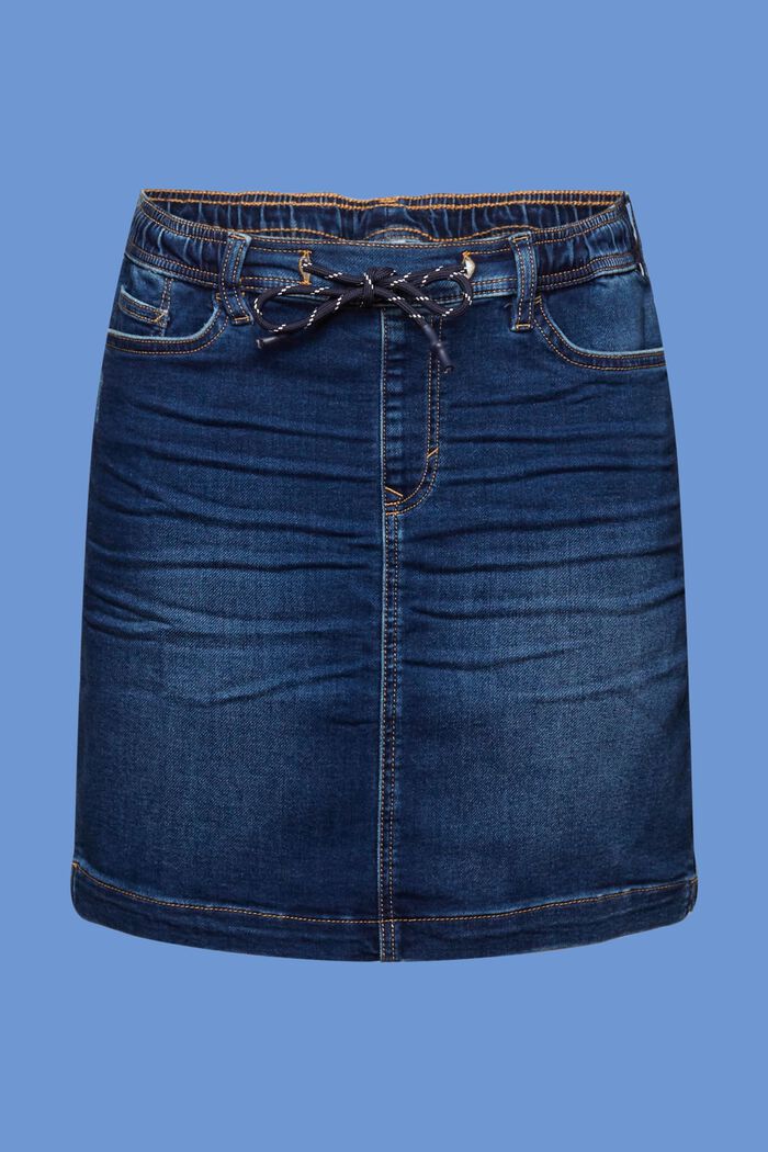 Mini-jupe en jean de style jogging, BLUE DARK WASHED, detail image number 6