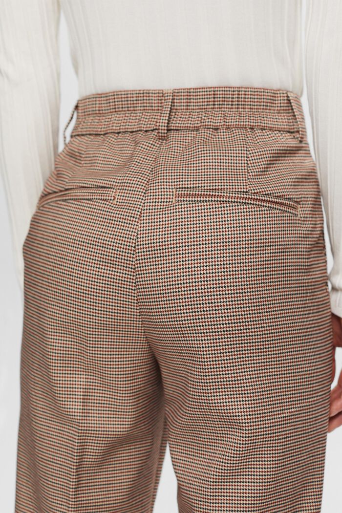 Pantalon taille haute à jambes larges et motif pied-de-poule, SAND, detail image number 4