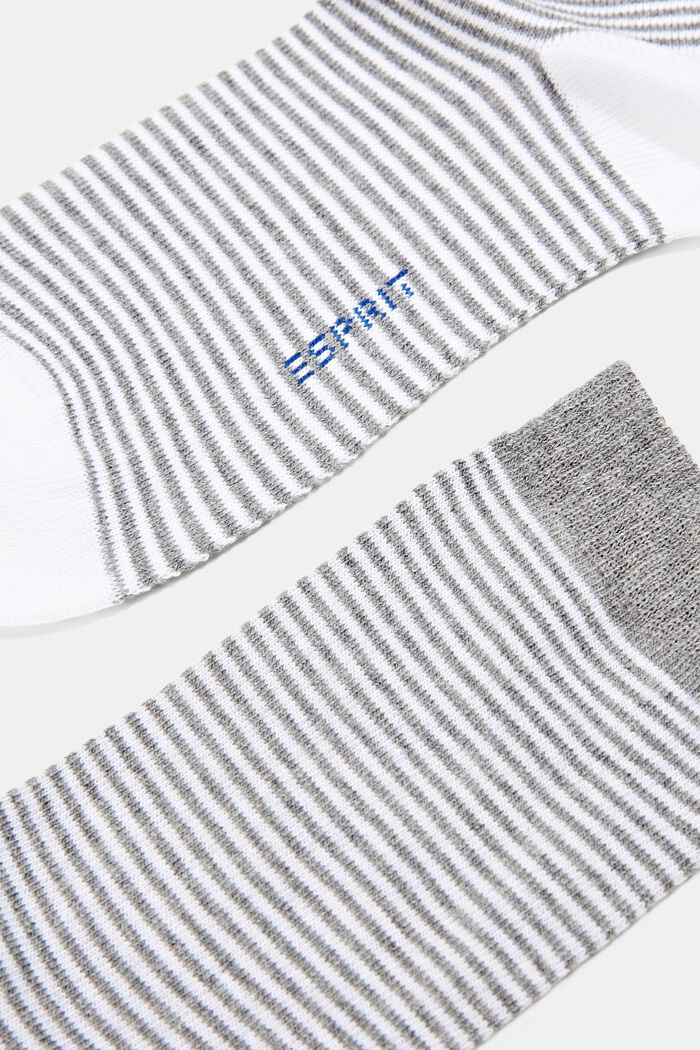 Chaussettes à rayures en lot de 2, en coton biologique, GREY/WHITE, detail image number 1