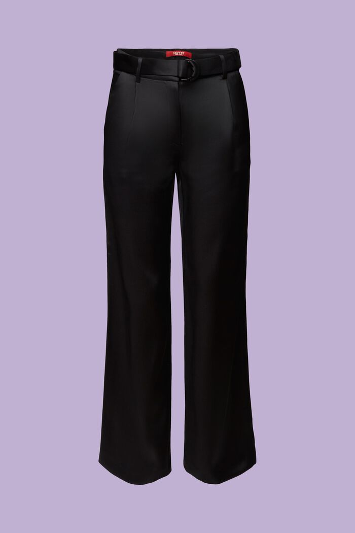 Pantalon à jambes larges en satin, BLACK, detail image number 7