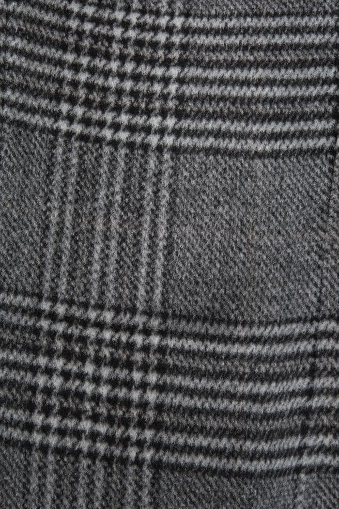 En matières recyclées : manteau à carreaux en laine mélangée à teneur en cachemire, BLACK, detail image number 8