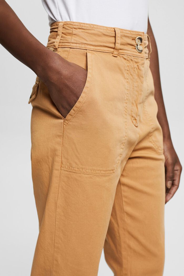 Pantalon taille haute en coton biologique, CAMEL, detail image number 2