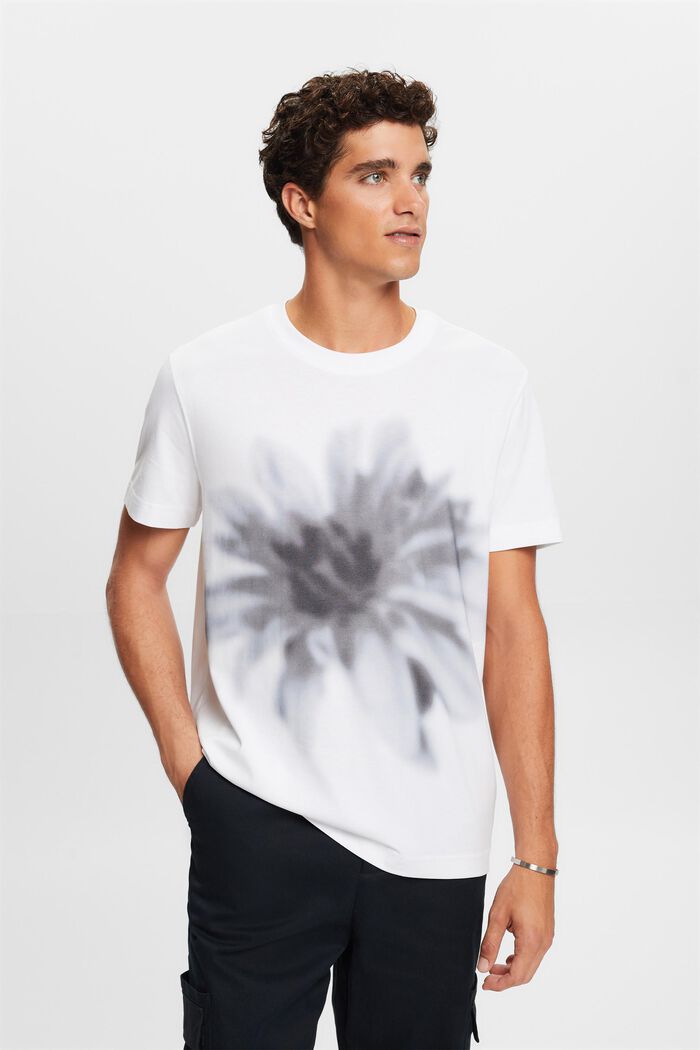T-shirt à imprimé en coton Pima, WHITE, detail image number 1