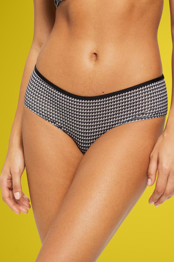 Bas de bikini taille basse à imprimé géométrique, BLACK, detail image number 2