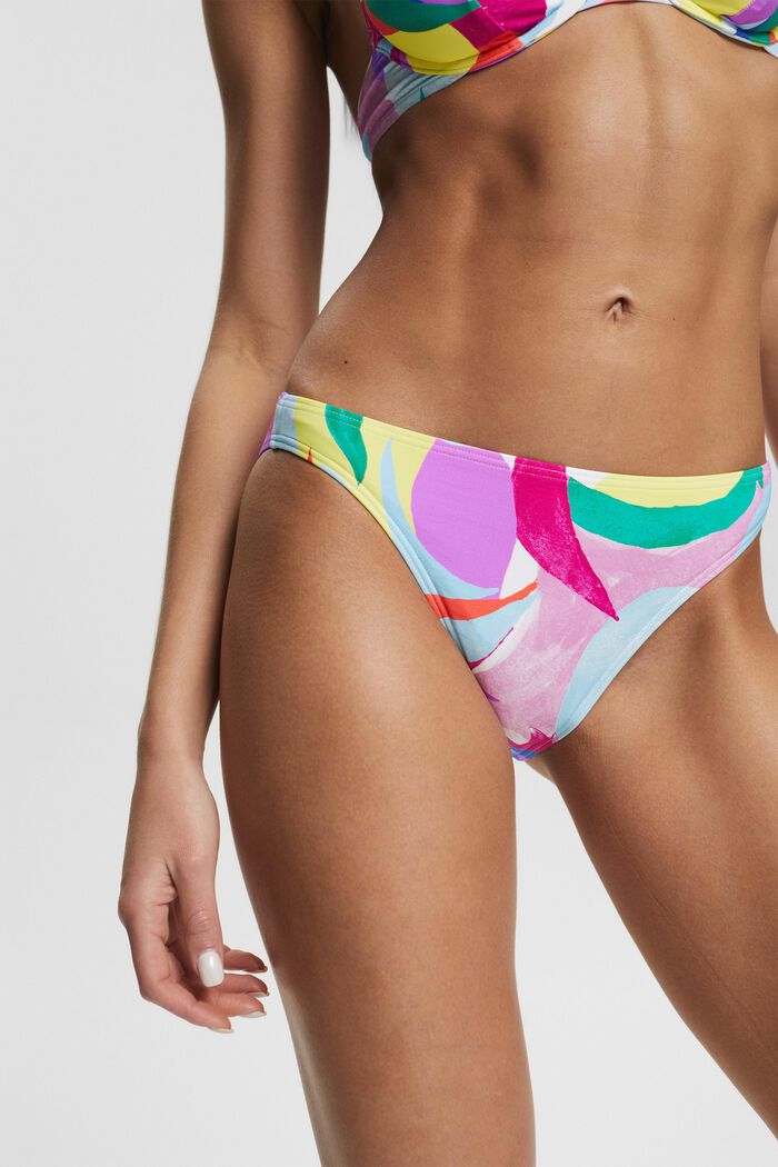 En matière recyclée : le slip de bikini à motif coloré, VIOLET, detail image number 1
