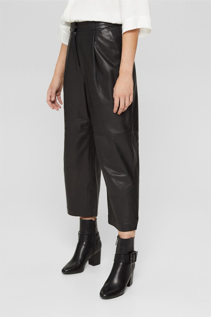 En cuir : la jupe-culotte à taille haute, BLACK, detail image number 5