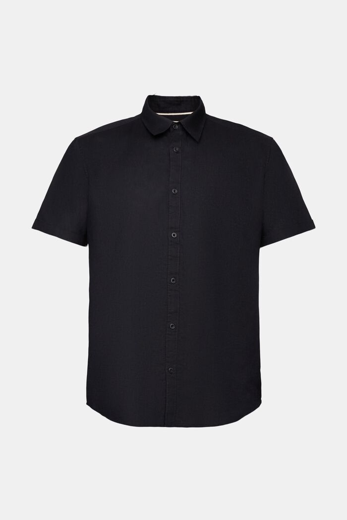 T-shirt à manches courtes en mélange de lin et de coton, BLACK, detail image number 6