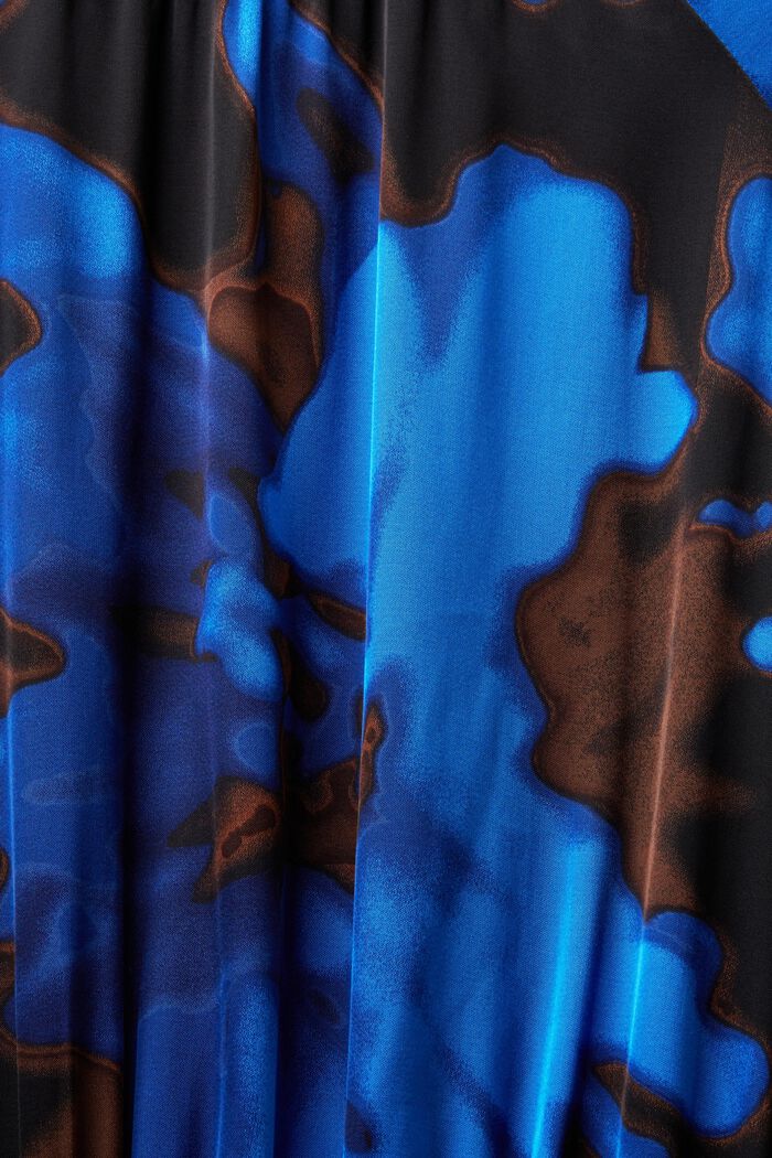 Robe imprimée en satin à détails smockés, BRIGHT BLUE, detail image number 5