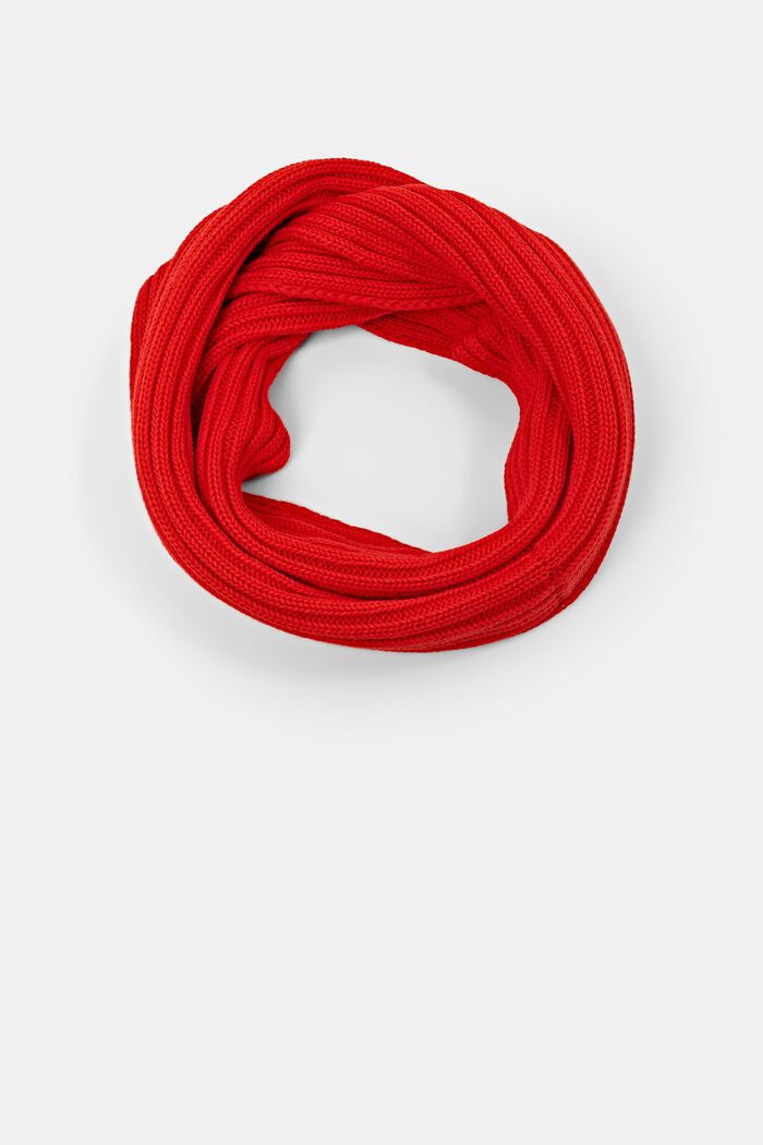 Écharpe tube en maille côtelée, 100 % coton, ORANGE RED, detail image number 0