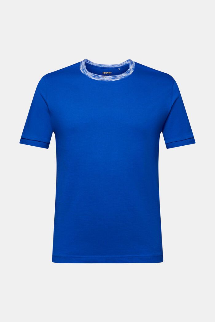 T-shirt à col en maille moulinée multicolore, BRIGHT BLUE, detail image number 6