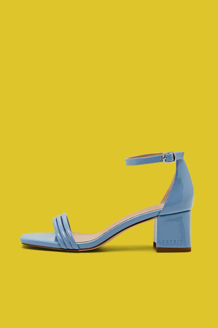 Sandales à talon bottier en similicuir verni, LIGHT BLUE, detail image number 0