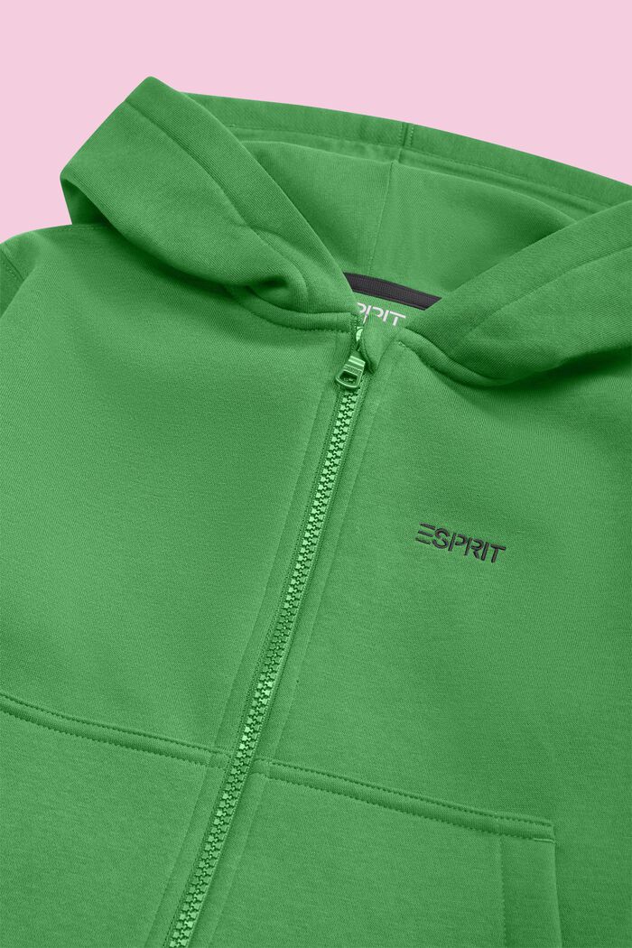 Sweat à capuche zippé orné du logo, GREEN, detail image number 1