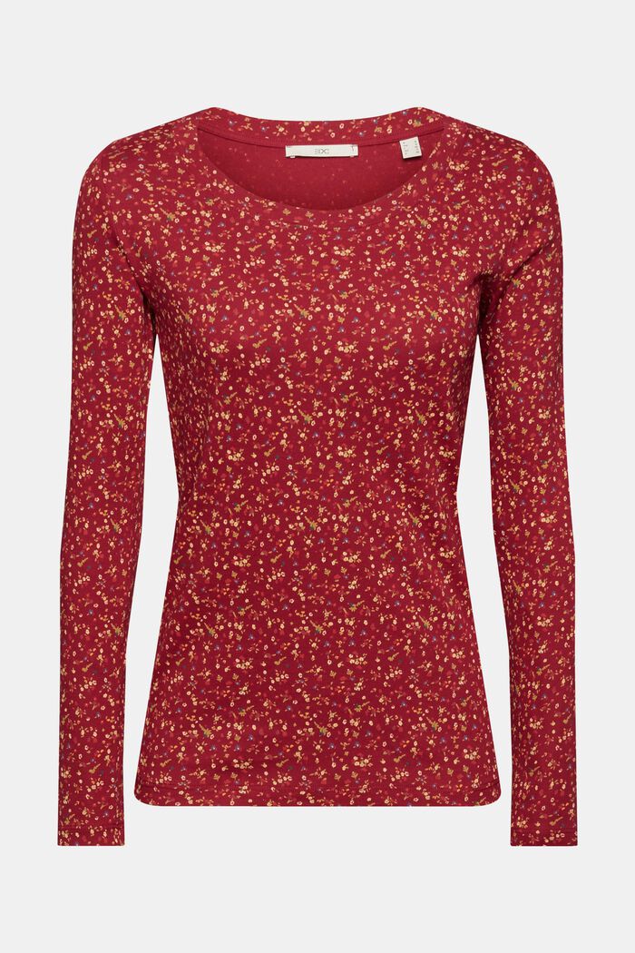 T-shirt à manches longues animé d’un motif floral, CHERRY RED, detail image number 6