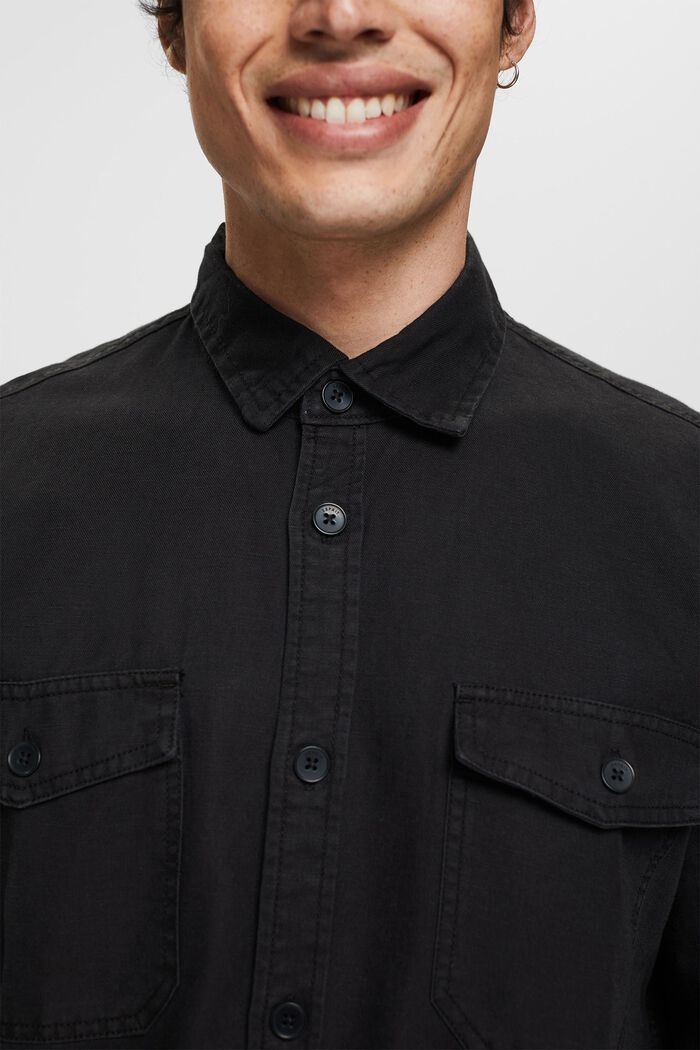 En lin mélangé : chemise oversize, BLACK, detail image number 2