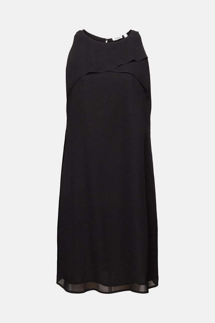 Mini-robe sans manches en crêpe mousseline, BLACK, detail image number 8