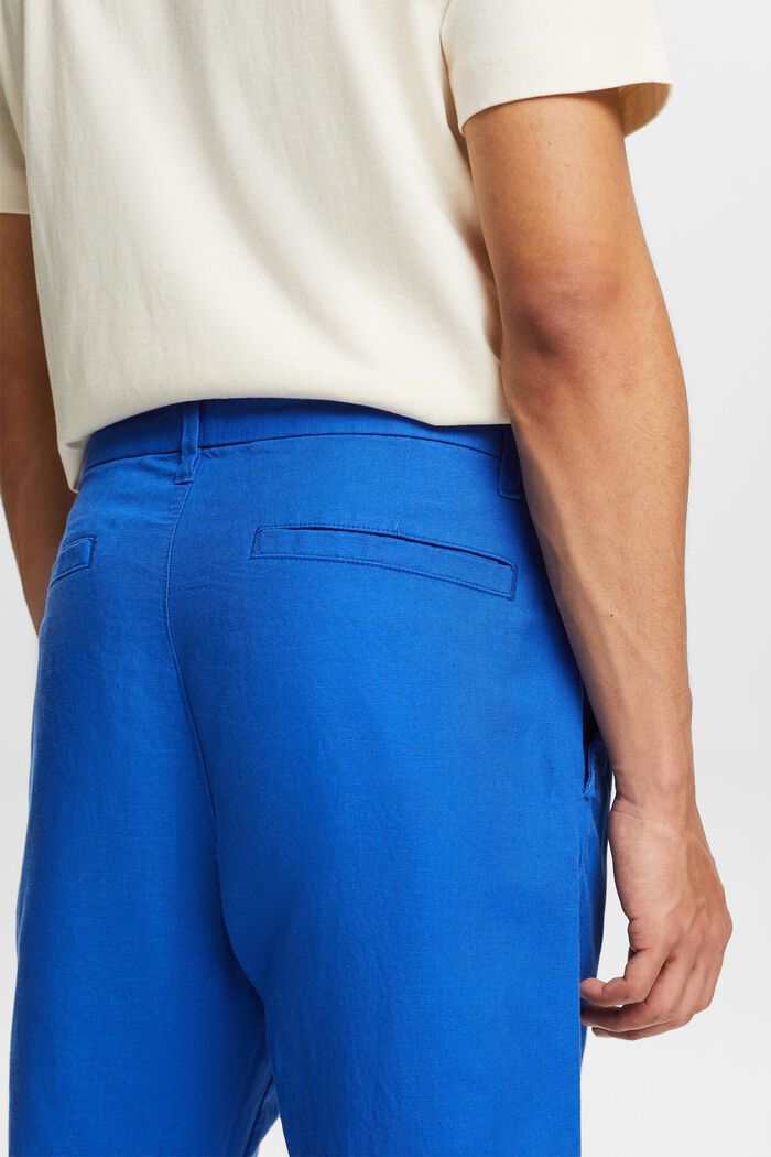 Pantalon de coupe droite en lin et coton, BRIGHT BLUE, detail image number 3
