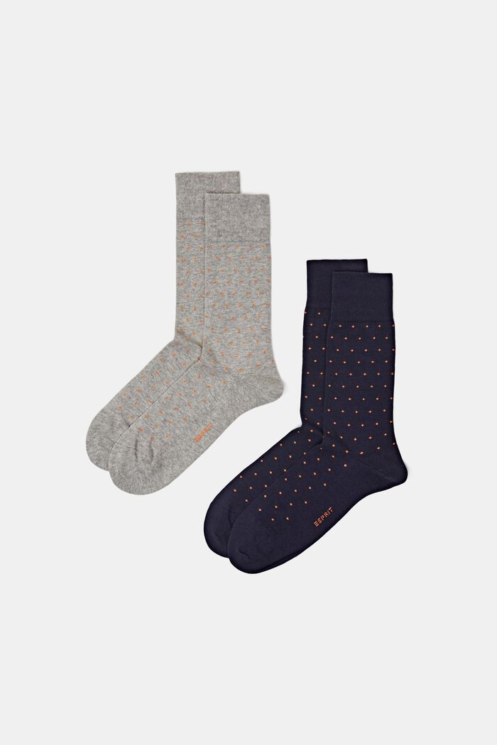 2 paires de chaussettes en grosse maille à pois, GREY/NAVY, detail image number 0